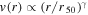 $v(r)\propto {(r/{r}_{\,\rm{50}\,})}^{\gamma }$