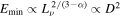 ${E}_{{\rm{\min }}}\propto {L}_{\nu }^{2/(3-\alpha )}\propto {D}^{2}$