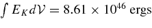 $ \int E_{K} d{\cal V} = 8.61 \times 10^{46} \rm \ ergs$