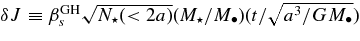 $\delta J\equiv \beta _{s}^{\rm GH}\sqrt{N_{\star }(<2a)}(M_{\star }/M_{\bullet })(t/\sqrt{a^{3}/GM_{\bullet }})$