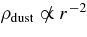 $\rho _{\rm dust} \propto\kern-8pt{/}\,\, r^{-2}$