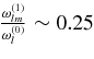 $\frac{\omega _{lm}^{(1)}}{\omega _{l}^{(0)}}\sim 0.25$