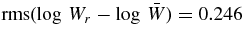 ${\rm rms}(\log \,W_r-\log \,\bar{W})=0.246$