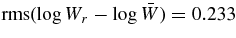 ${\rm rms}(\log W_r-\log \bar{W})=0.233$