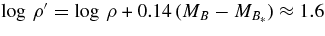 $\log \,\rho ^{\prime }=\log \,\rho +0.14\,(M_B-M_{B_*})\approx 1.6$