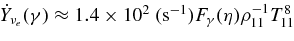 $\dot{Y}_{\nu _e}(\gamma)\approx 1.4\times 10^2\;({\rm s}^{-1}) F_\gamma (\eta)\rho _{11}^{-1} T^8_{11}$
