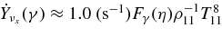 $\dot{Y}_{\nu _x}(\gamma)\approx 1.0\;({\rm s}^{-1}) F_\gamma (\eta)\rho _{11}^{-1} T^8_{11}$