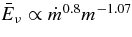 $\bar{E}_\nu \propto \dot{m}^{0.8} m^{-1.07}$