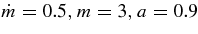 $\dot{m}=0.5, m=3, a=0.9$