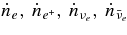 $\dot{n}_e,\, \dot{n}_{e^+},\, \dot{n}_{\nu _e},\, \dot{n}_{\bar{\nu }_e}$