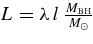 $L=\lambda \, l\, \frac{M_{\rm BH}}{{M_{\odot }}}$