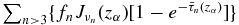 $\sum _{n>3}\lbrace f_n J_{\nu _n}(z_\alpha)[1-e^{-\bar{\tau }_n(z_\alpha)}]\rbrace$