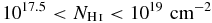 $10^{17.5}<N_{{\rm H\,\mathsc{i}}}<10^{19}\,\,{\rm cm^{-2}}$