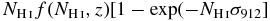 $N_{{\rm H\,\mathsc{i}}}f(N_{{\rm H\,\mathsc{i}}},z) [1-\exp (-N_{{\rm H\,\mathsc{i}}}\sigma _{912}]$