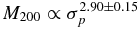 $M_{200}\propto \sigma _p^{2.90\pm 0.15}$