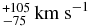 $^{+105}_{-75}\,{\rm km\ s}^{-1}$