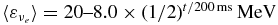 $\langle \varepsilon _{\nu _e} \rangle = 20\hbox{--}8.0\times (1/2)^{t/200\, {\rm ms}}\, {\rm MeV}$