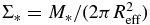 $\Sigma _* = M_*/(2\pi R_{\mathrm{eff}}^2)$