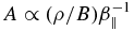$A \propto (\rho /B) \beta _{\parallel }^{-1}$