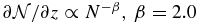 $\partial \mathcal {N}/\partial z \propto N^{-\beta },\, \beta =2.0$