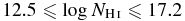$12.5\le \log {N_{{\rm H}\,\scriptsize{I}}} \le 17.2$