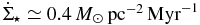 ${\dot{\Sigma }}_\star \simeq 0.4\,{M}_\odot \,{\rm pc}^{-2}\,{\rm Myr}^{-1}$
