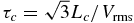 $\tau _c={\sqrt{3}}L_c/V_{\rm rms}$