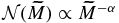 ${\cal N}(\widetilde{M})\propto \widetilde{M}^{-\alpha }$