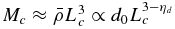 $M_c\approx \bar{\rho }L_c^3\propto d_0L_c^{3-\eta _d}$