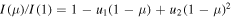 $I(\mu )/I(1)=1-{u}_{1}(1-\mu )+{u}_{2}{(1-\mu )}^{2}$