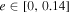 $e\in [0,0.14]$