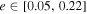 $e\in [0.05,0.22]$