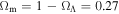 ${{\rm{\Omega }}}_{{\rm{m}}}=1-{{\rm{\Omega }}}_{{\rm{\Lambda }}}=0.27$