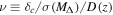 $\nu \equiv {\delta }_{c}/\sigma ({M}_{{\rm{\Delta }}})/D(z)$