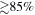 $\gtrsim 85\%$