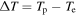 ${\rm{\Delta }}T={T}_{{\rm{p}}}-{T}_{{\rm{e}}}$