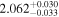 ${2.062}_{-0.033}^{+0.030}$