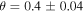$\theta =0.4\pm 0.04$