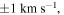$\pm 1\;\mathrm{km}\;{{\rm{s}}}^{-1},\;$