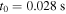 ${t}_{0}=0.028\;{\rm{s}}$