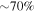 $\sim 70 \% $