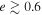 $e\gtrsim 0.6$