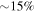 $\sim 15 \% $