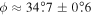$\phi \approx 34\buildrel{\circ}\over{.} 7\pm 0\buildrel{\circ}\over{.} 6$