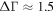 ${\rm{\Delta }}{\rm{\Gamma }}\approx 1.5$
