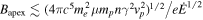 ${B}_{\mathrm{apex}}\lesssim {(4\pi {c}^{5}{m}_{e}^{2}\mu {m}_{p}n{\gamma }^{2}{v}_{p}^{2})}^{1/2}/e{\dot{E}}^{1/2}$