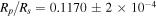 ${R}_{p}/{R}_{s}=0.1170\pm 2\times {10}^{-4}$