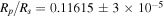 ${R}_{p}/{R}_{s}=0.11615\pm 3\times {10}^{-5}$