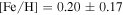 $[\mathrm{Fe}/{\rm{H}}]=0.20\pm 0.17$
