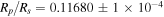 ${R}_{p}/{R}_{s}=0.11680\pm 1\times {10}^{-4}$